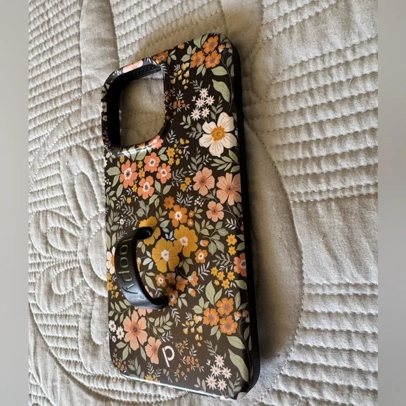 Loopy Case Iphone 15 Pro Max Floral Phone Case - Black and Orange - Picture 2 of 3